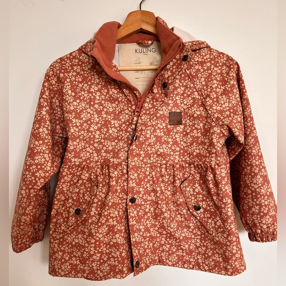 Kuling Edinburgh Floral Recycled Rain Jacket Desert Pink sz 8